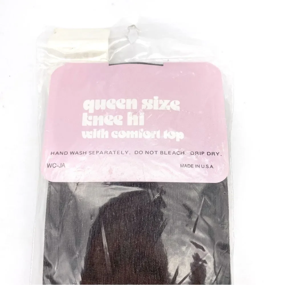 NWT Vintage Queen Size Knee High Comfort Top Hosiery in Coffee NEW 3 Pair Pack